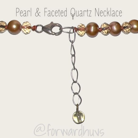 Pearl and Faceted Quartz Necklace - 925 Sterling Silver Clasp - Picture 7 of 14